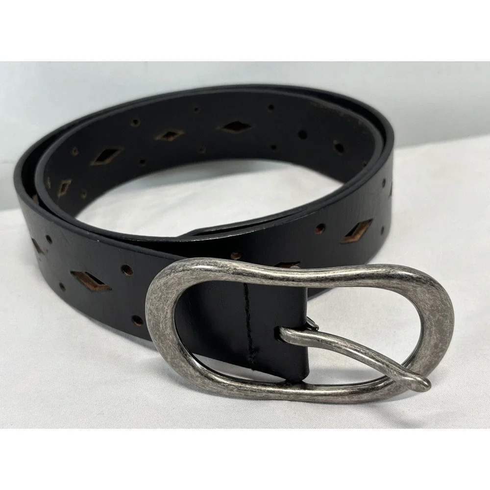 Unbranded Leather Cutout Belt Unisex Sz Medium 31